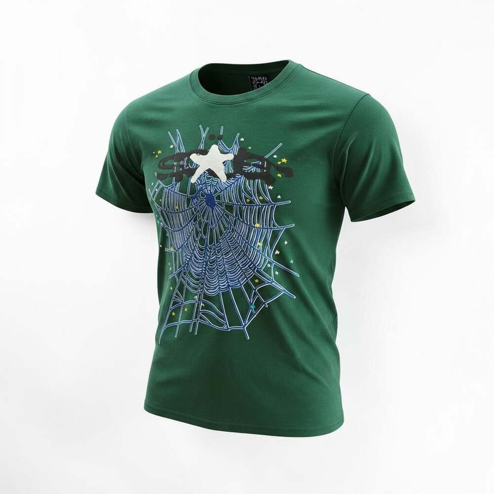 Sp5der Worldwide Hunter Green Web Graphic T-Shirt